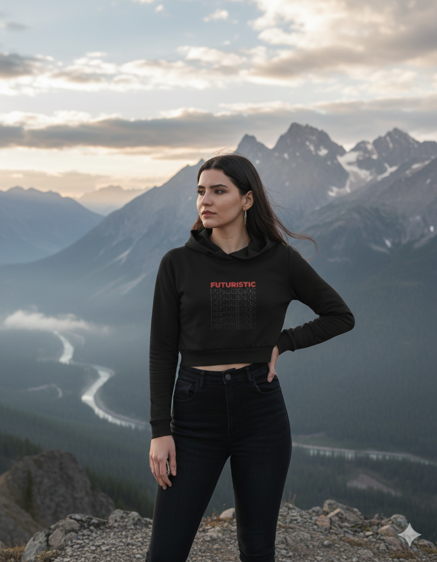 Futuristic Female Cropped Hoodie